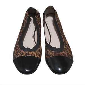Adrienne Vittadini Leopard Print Flats with Black Patent Cap Toe size 10
